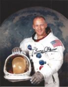 Buzz Aldrin Apollo 11 astronaut signed 10 x 8 inch colour white space suit photo. Good condition.