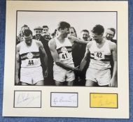 Four Minute Mile 19x18 mounted signature piece includes Roger Bannister, Chris Brashier and Chris