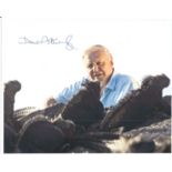 David Attenborough signed 10 x 8 inch colour photo, with collection of lizards. Good condition.