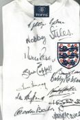 Football England Legends multi signed Retro England shirt 15 fantastic signatures includes George