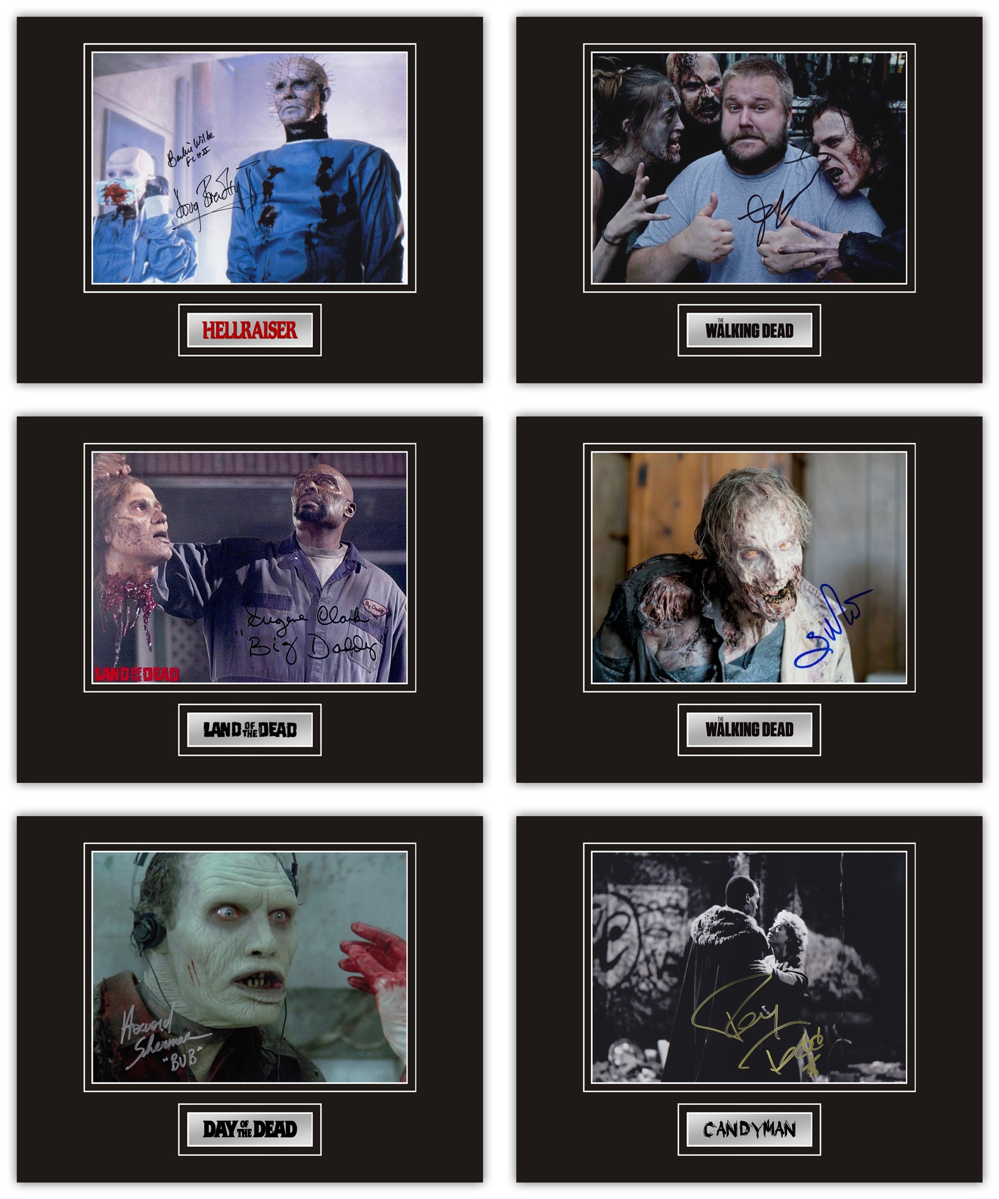 Set of 6 Stunning hand signed horror professionally mounted displays! This beautiful set of 6