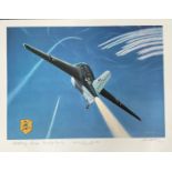 WW2 JG 400 Me-163 Komet multiple signed print. Signed by artist by Mike Machat and WW2 Luftwaffe