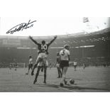 Football Geoff Hurst signed 12x8 black and white photo picture celebrating scoring in the 1966 World