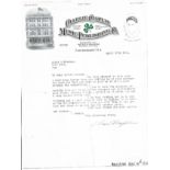 Charles Chaplin signed 1916 typed letter on his personal stationary, fixed to card so a little