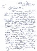 Great War fighter ace Baron Willy Coppins hand written four page letter 1971, with good content