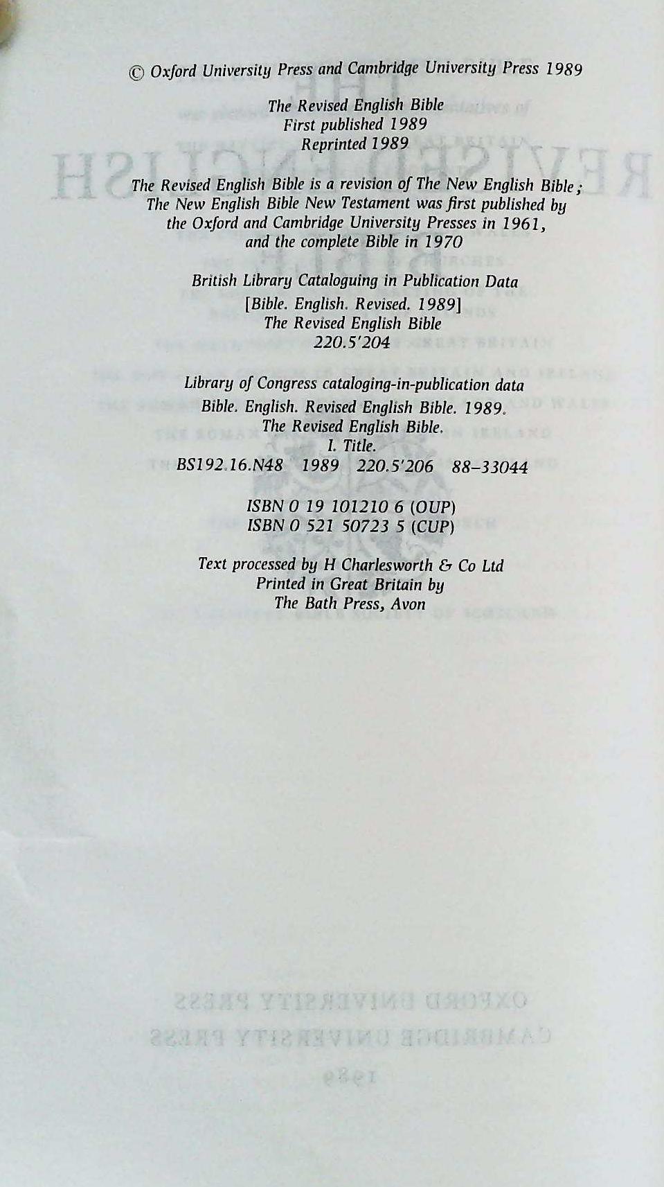 The Revised English Bible softback book 236 pages with dedication Published 1989 Oxford University - Image 3 of 4