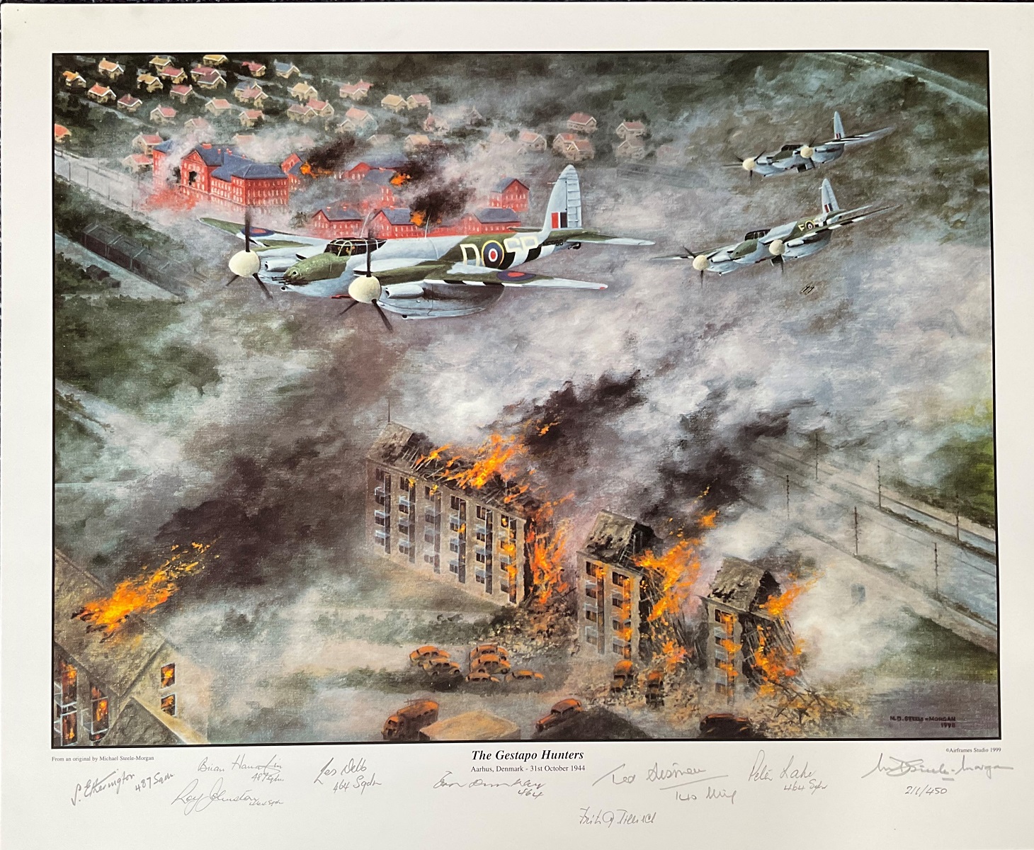 World War II 21x17 print titled The Gestapo Hunters limited edition 211/450 signed by the artist