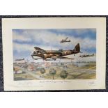 World War II 24x17 print titled Bristol Blenheims approaching Rotterdam signed in pencil by the