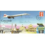 Concorde Rome Cover Signed by Captain Chris Norris Concorde Pilot and Captain W Brown Flight