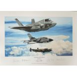 Aviation Print 18x13 titled Generations of Excellence by the artist Philip West signed by 5 veterans
