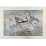 World War II 28x20 print titled Lone Spitfire by the renowned World War II artist Gerald Coulson.