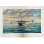 Aviation print 28x20 titled Catalina Take Off by the renowned aviation artist Roy Cross. Good