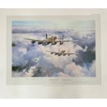 World War II 24x20 print titled The Lancasters V. C. s signed by the artist Robert Taylor, Bill Reid