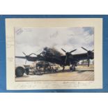 World War 2. RAF Aviation print. A Lancaster Bomber signed print. Signed by 36 WW2 veterans. Print