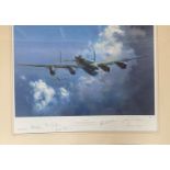 Dambusters World War II 24x30 mounted print titled Lancaster signed in pencil by the artist Frank