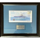 World War II Ted Briggs signed 15x13 mounted and framed HMS Hood commemorative cover. Albert