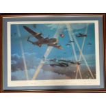 World War II 34x25 framed and mounted print titled Duel in the Dark limited edition 9/250 signed