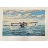 Aviation print 28x20 titled Catalina Take Off by the renowned aviation artist Roy Cross. Good