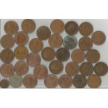 Assorted Bronze Great Britain Coins. Including George 3rd era coins. Included is pennies And