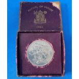 Single Festival of Britain 1951 proof coin. In a box. Showing very early signs of age on coin.