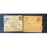 2 Censored Air Mail Letter Cards with Stamps, ALS both from same sender speaking about an