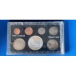 set of 7 1977 New Zealand uncirculated Coins. A Proof Set. Mint condition. Set within a protective