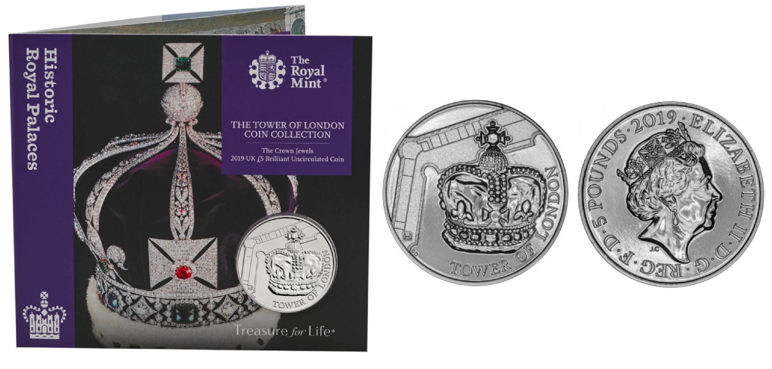 Royal Mint Tower of London Coin Collection brilliant uncirculated 2019 UK £5 coin in The Crown