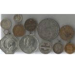 Assorted Medallions/Medals in box. A good sorters collection. 14 items included. Condition is