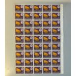 Sheet of 45 Southern Rhodesia Stamps Featuring Tobacco, Overstamped with Independence 11th
