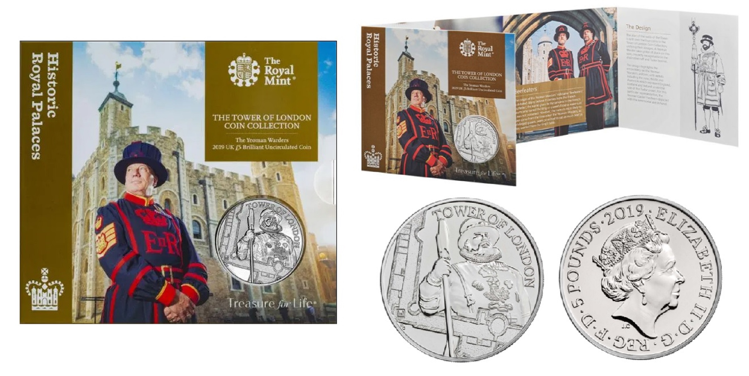 Royal Mint Tower of London Coin Collection brilliant uncirculated 2019 UK £5 coin in The Yeoman