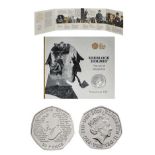 Royal Mint Sherlock Holmes 2019 UK 50p brilliant uncirculated coin in original unopened packaging.