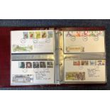 59 FDC in a Royal Mail First Day Covers Album with 15 Leaves, Typed and Hand Written Addresses,