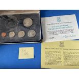 set of 5 uncirculated coins. 1974 British Virgin Islands Proof set in a protective case, Good