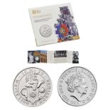 Royal Mint 2020 The White Lion of Mortimer brilliant uncirculated UK £5 coin presentation pack. Part
