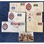 6 Coronation FDC with Stamps and FDI Postmarks, Includes 2 x FDC Coronation of King George VI (