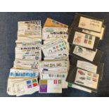 Approx 150 FDC with Stamps and Various FDI Postmarks, may contain Duplicates, Includes Guernsey Post