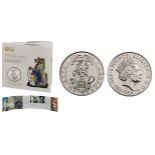 Royal Mint 2019 The Yale of Beaufort brilliant uncirculated UK £5 coin presentation pack. Part of