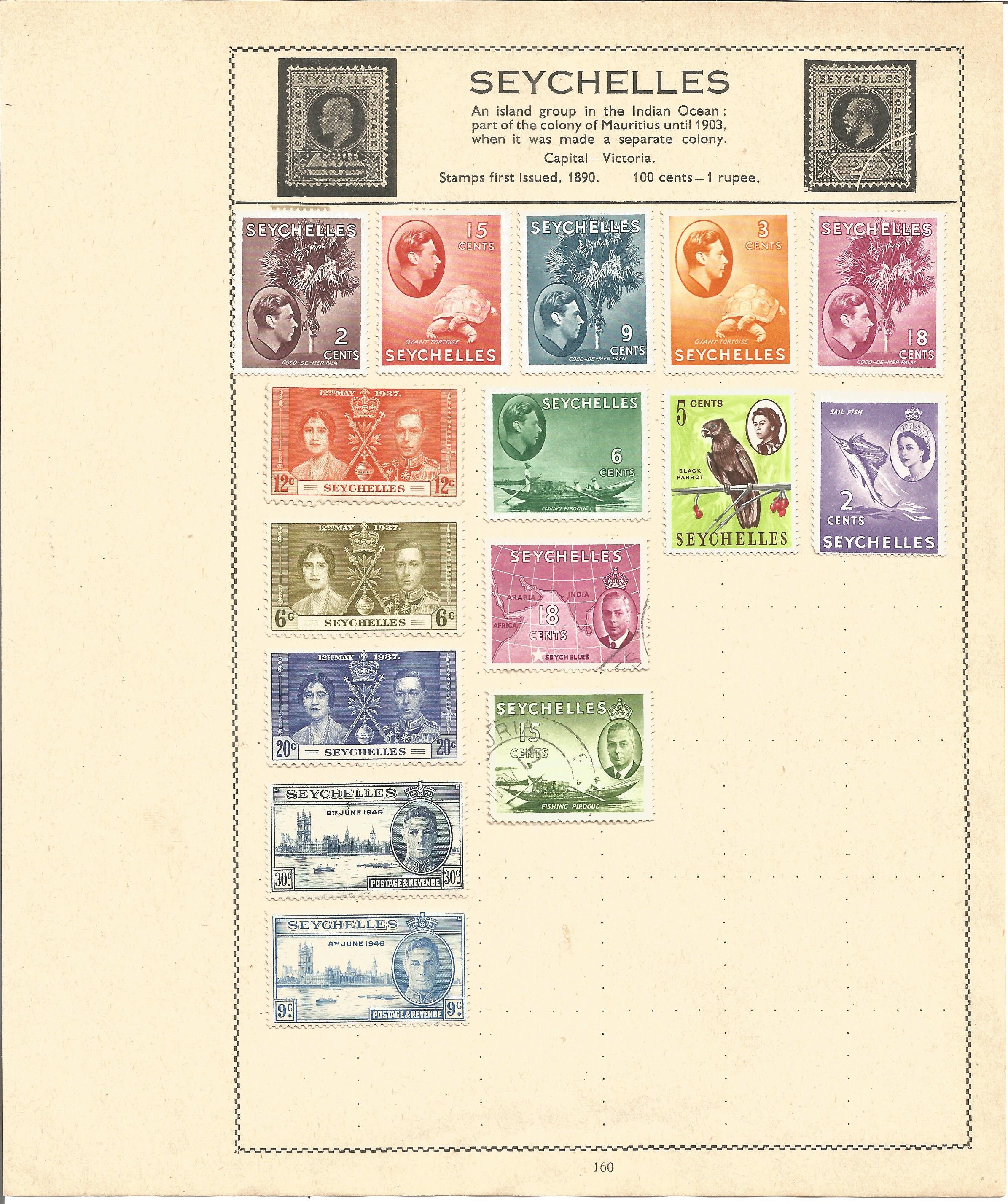 British Commonwealth stamp collection 5 loose album leaves countries include St Helena, St Lucia, St