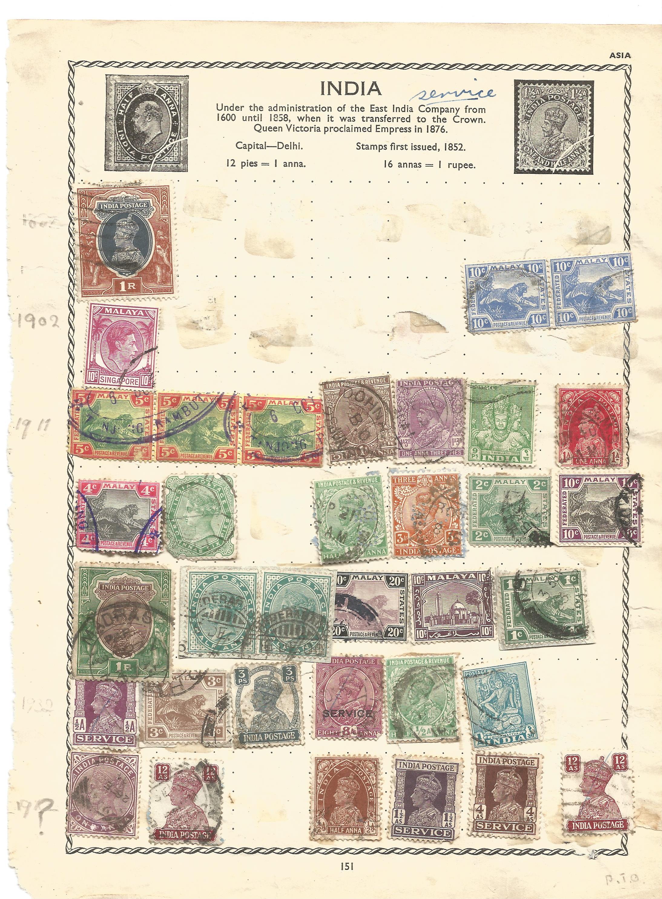 Assorted BCW used stamp collection on 8 loose pages. Includes St Helena, Malta, Ireland, Jamaica and - Image 3 of 4