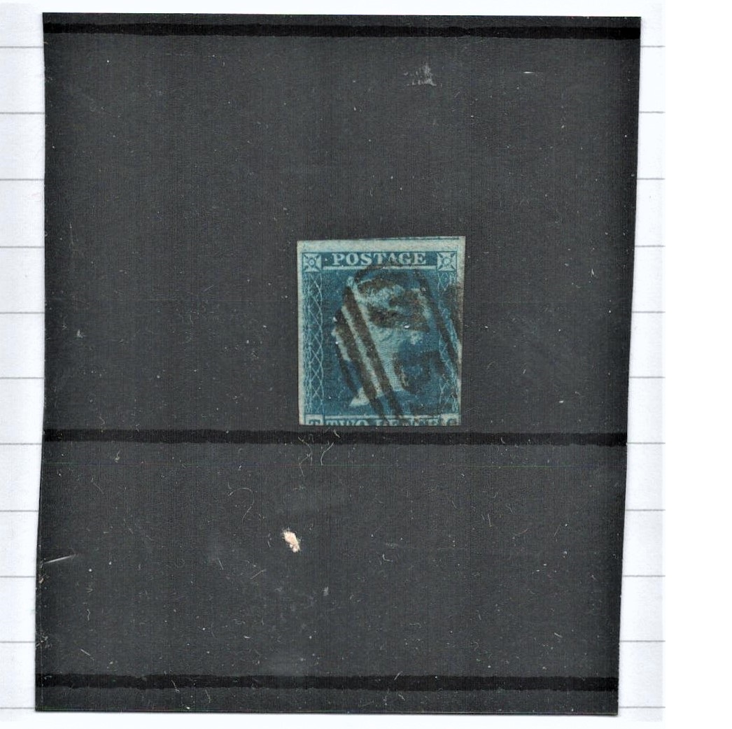 GB 2nd blue 1841 SG14 imperf stamp. Catalogue value £85. Good condition. We combine postage on