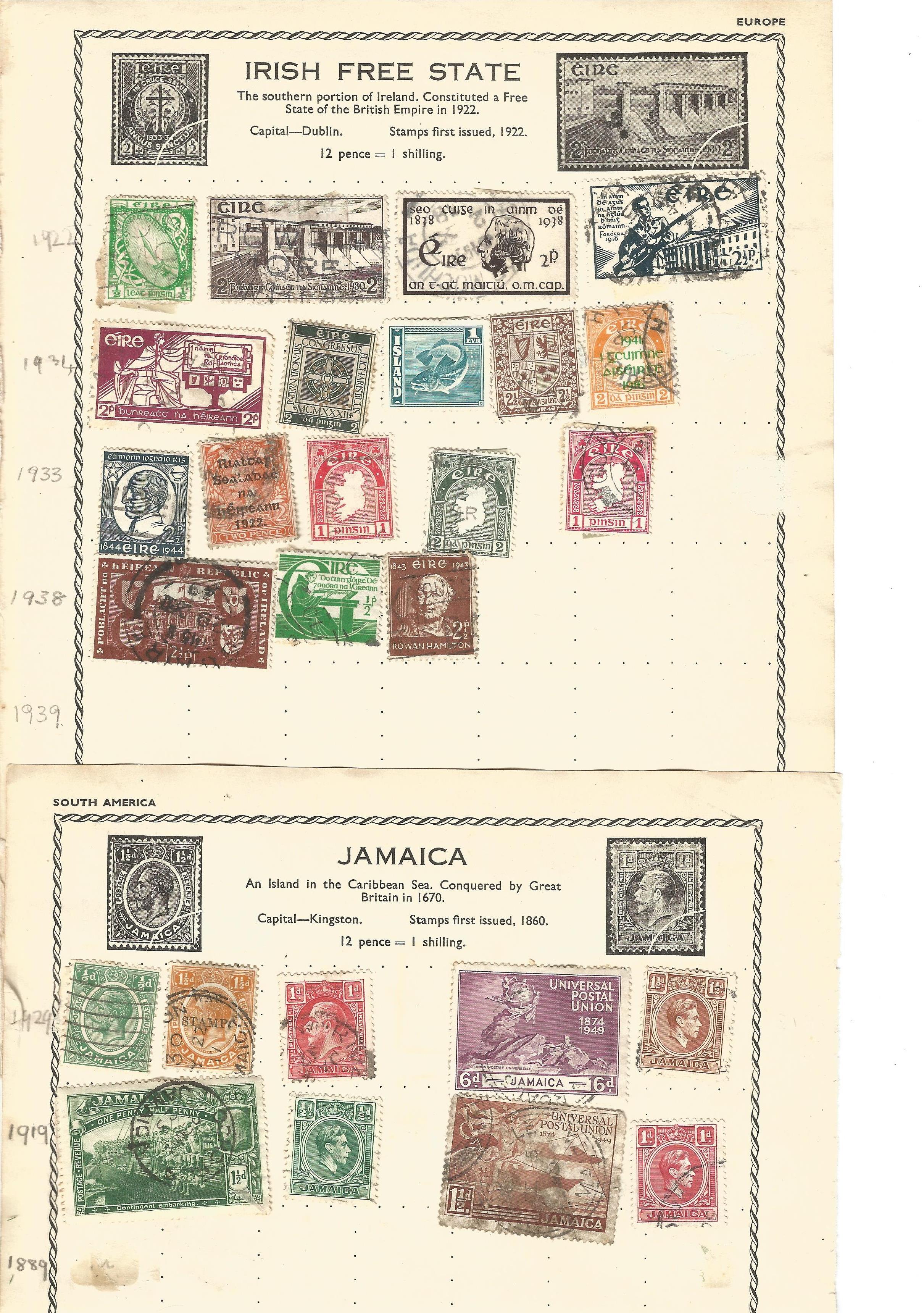 Assorted BCW used stamp collection on 8 loose pages. Includes St Helena, Malta, Ireland, Jamaica and - Image 2 of 4