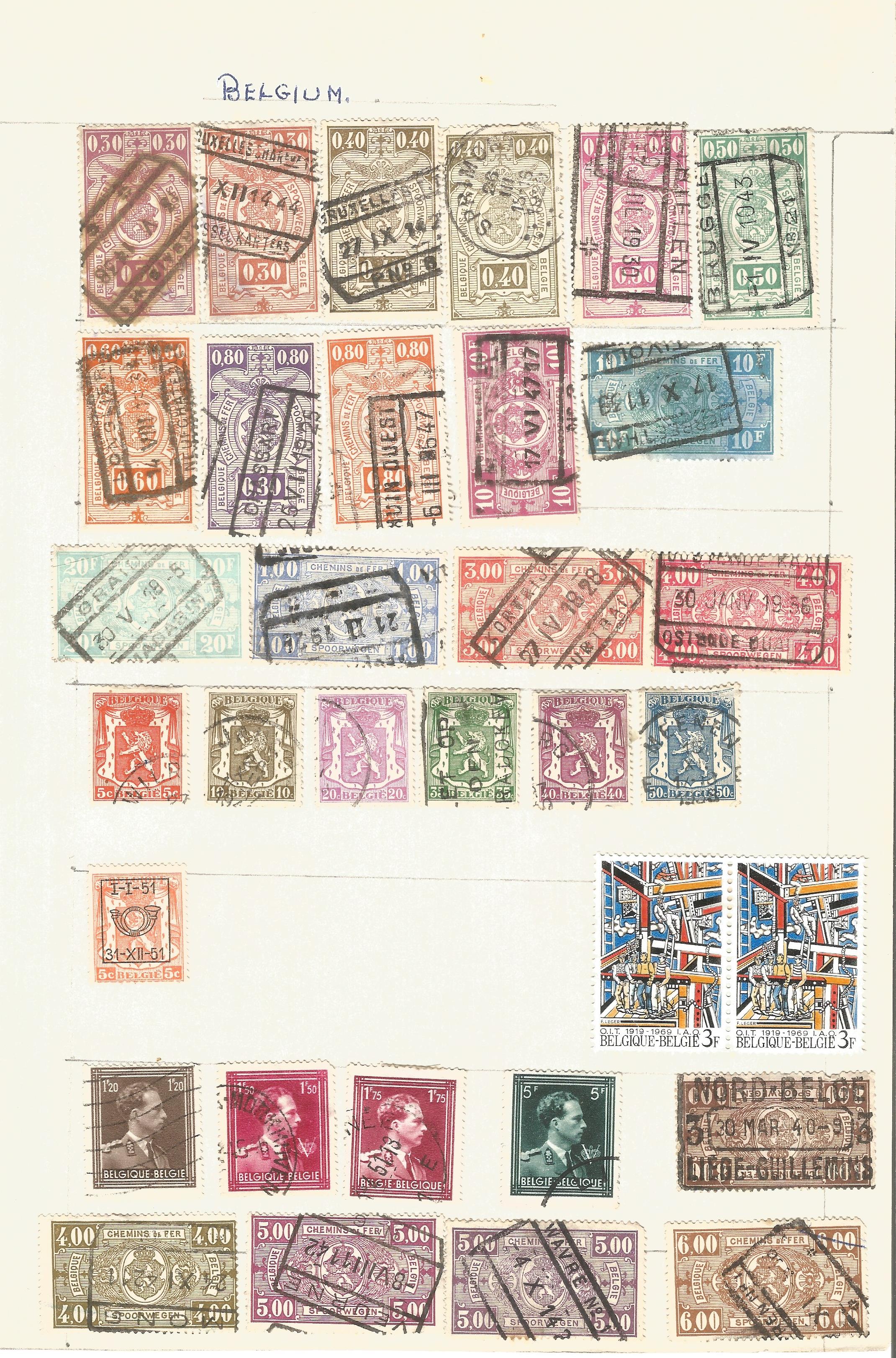 Assorted stamp collection on 13 album pages. Includes Austria, Belgium, Belgian Congo, Denmark, - Image 3 of 5