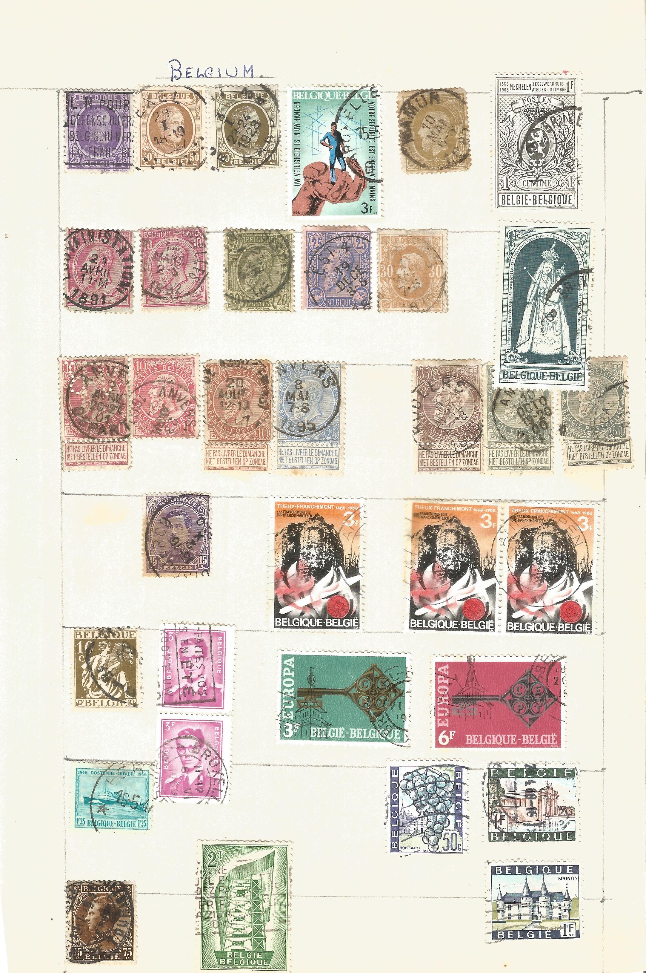 Assorted stamp collection on 13 album pages. Includes Austria, Belgium, Belgian Congo, Denmark, - Image 5 of 5