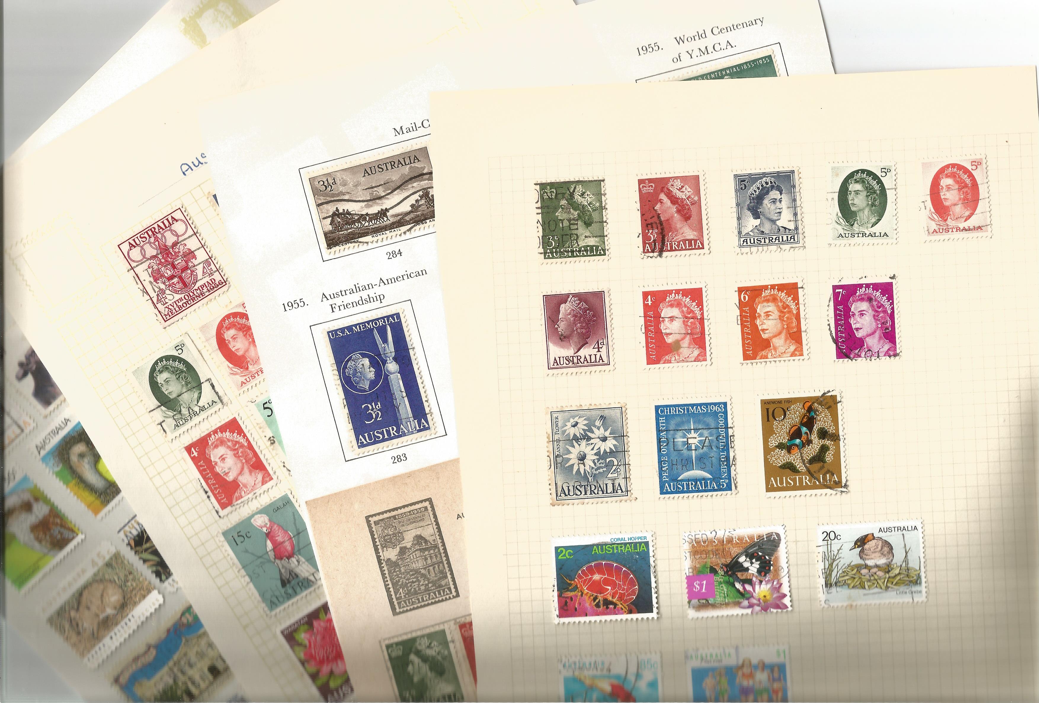 Australian stamp collection on 14 loose album pages. Good condition. We combine postage on