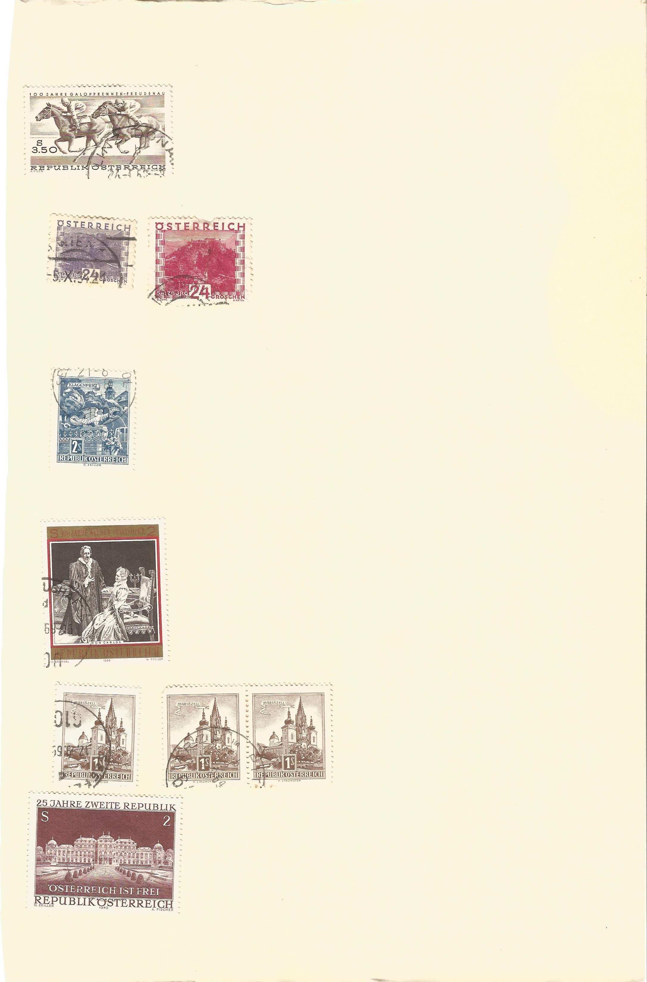 Assorted stamp collection on 13 album pages. Includes Austria, Belgium, Belgian Congo, Denmark, - Image 2 of 5