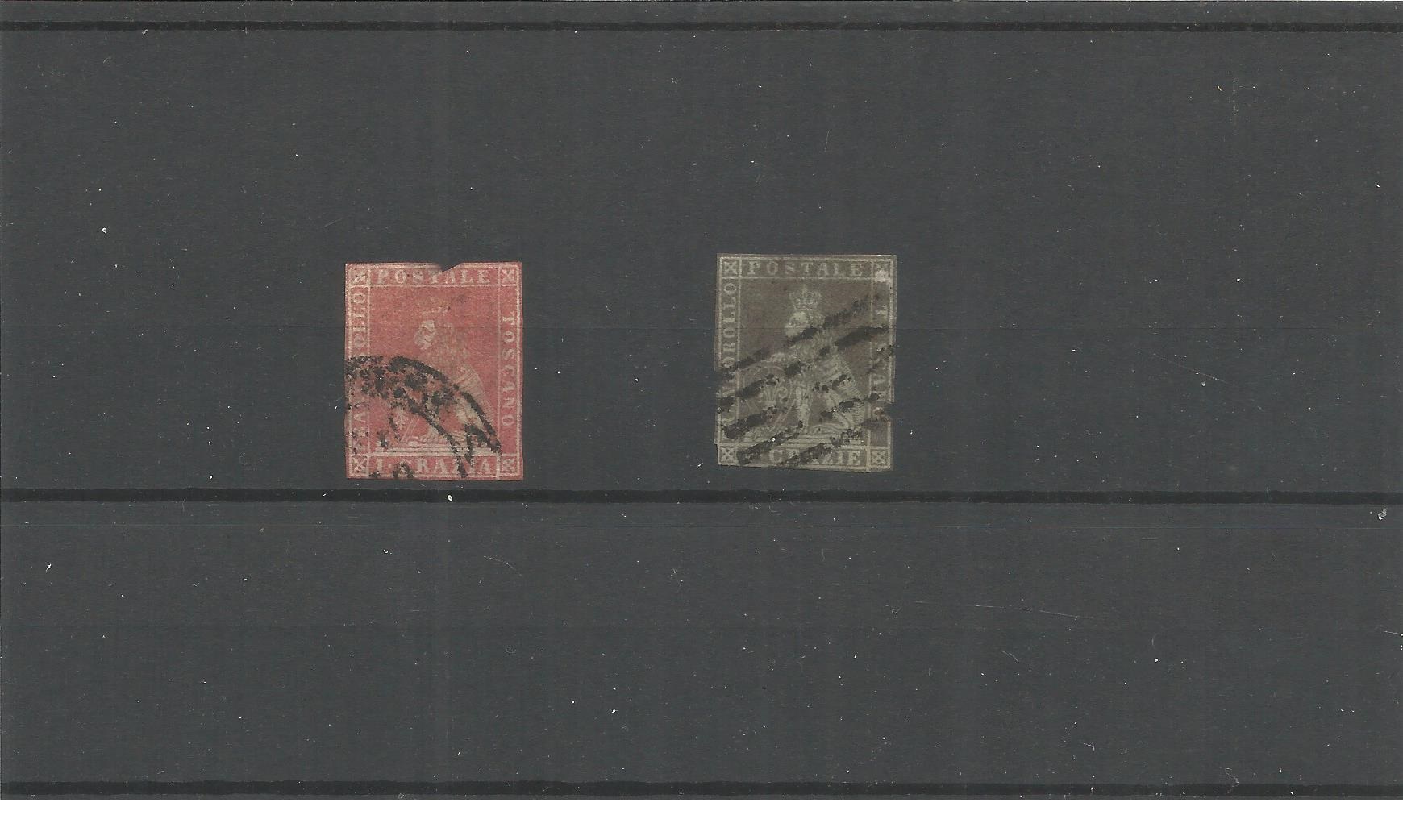 Tuscany stamps. Quantity 2. Damaged. Good condition. We combine postage on multiple winning lots and