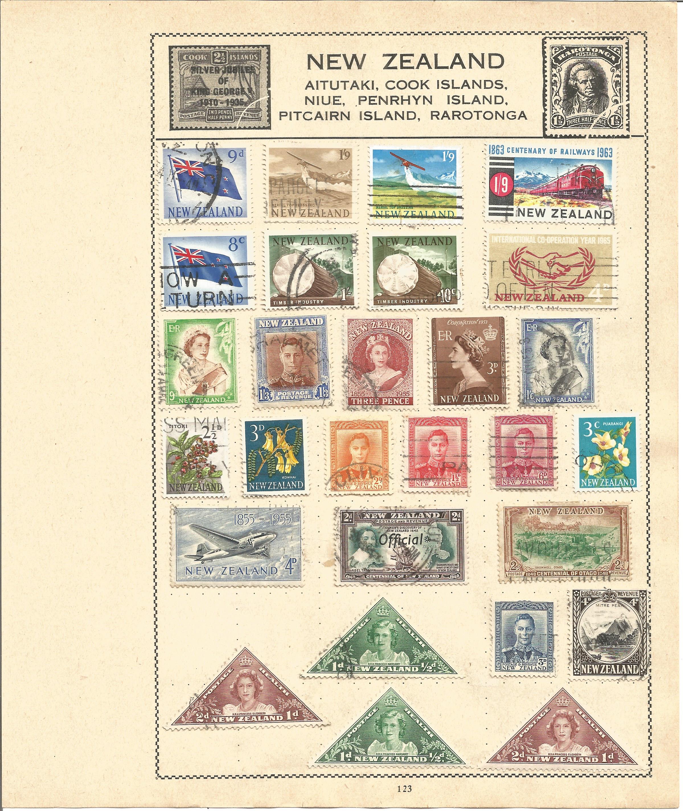 British Commonwealth stamp collection 6 loose album leaves countries include New Zealand and - Image 2 of 3