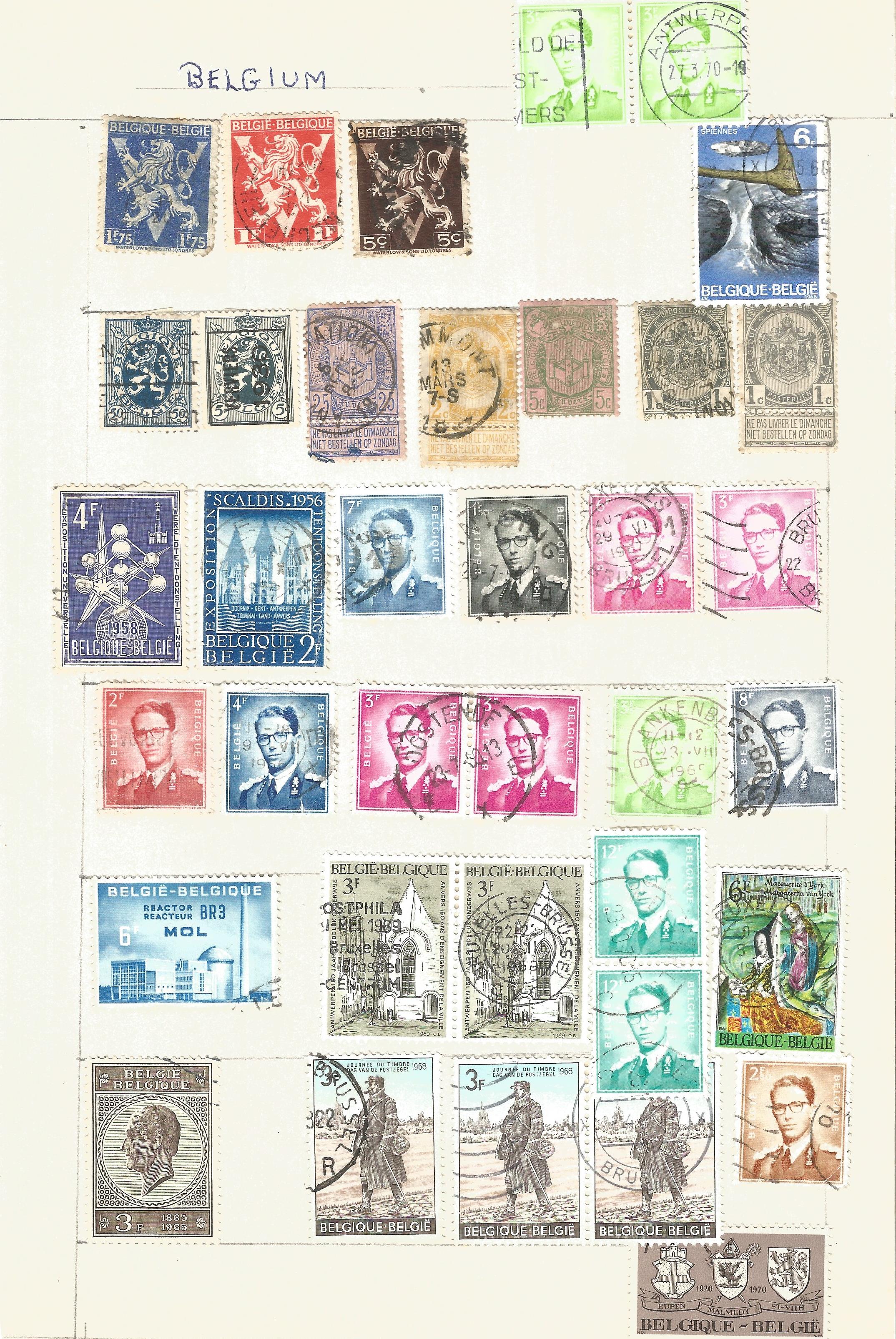 Assorted stamp collection on 13 album pages. Includes Austria, Belgium, Belgian Congo, Denmark, - Image 4 of 5