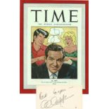 Al Capp signature piece includes signed 5x3 card and Time Weekly Magazine 10x8 promo photo. Alfred