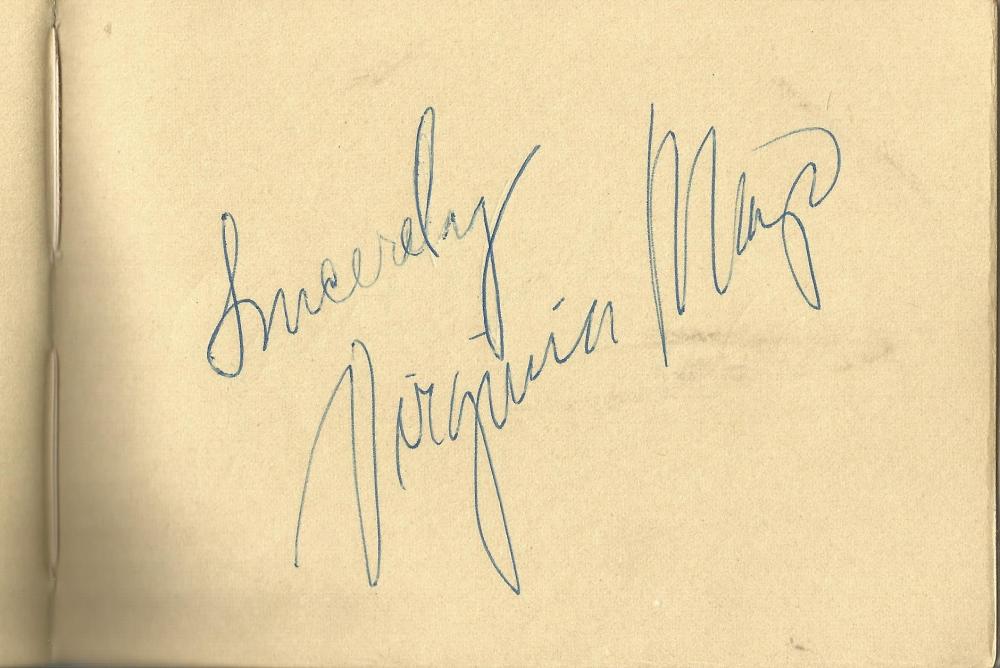 Virginia Mayo signed 6x4 album page. Virginia Mayo (born Virginia Clara Jones; November 30, 1920 -